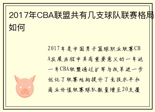 2017年CBA联盟共有几支球队联赛格局如何